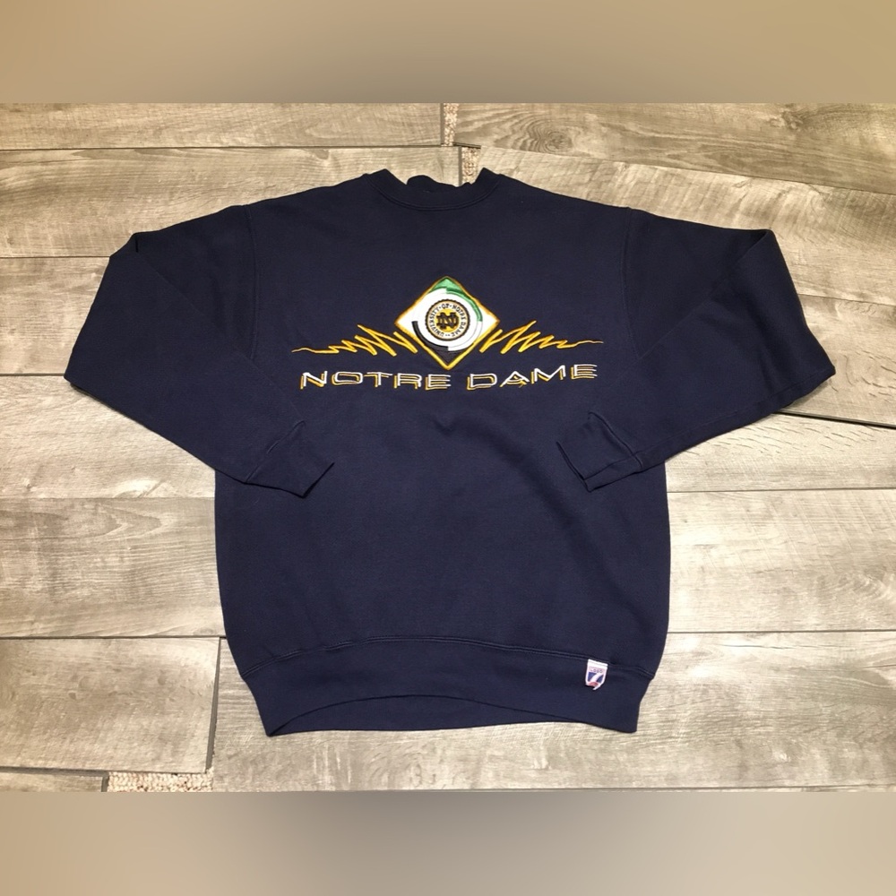 Vintage Notre Dame Football Fighting Irish Logo 7 Sweatshirt Size Medium Blue